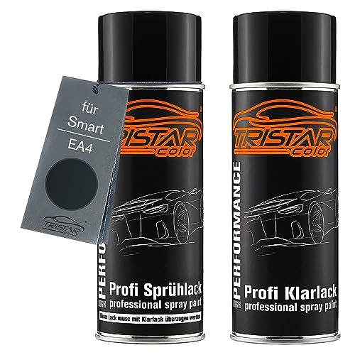 TRISTARcolor Autolack Spraydosen Set für Smart EA4 Jack Black Basislack Klarlack Sprühdose 400ml