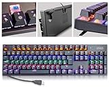 Eaxus® Mechanische Gaming Tastatur - LED Gaming Keyboard mit Makrotasten & Blue Switches, USB 1000 Hz Pollingrate, QWERTZ, Schwarz