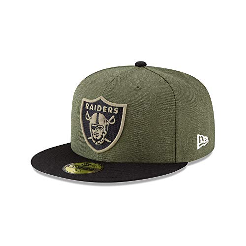 New Era Oakland Raiders On Field 18 Salute to Service Cap 59fifty 5950 Fitted Limited Edition, Green, 7 1/4 - 58cm (L)