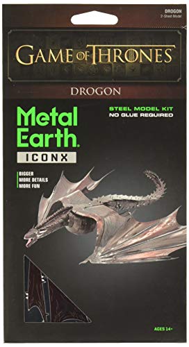 Metal Earth Fascinations ICX124 ICONX 502982 - GOT Game of Thrones Drogon, lasergeschnittener 3D-Konstruktionsbausatz, 2 Metallplatinen, ab 14 Jahren