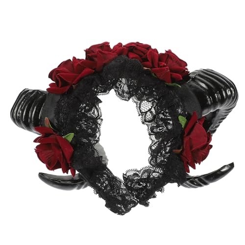Lurrose halloween stirnband gothic schaf horn spitze rose haarband kopfstück cosplay kostüm zubehör dress up liefert für parteibevorzugungen