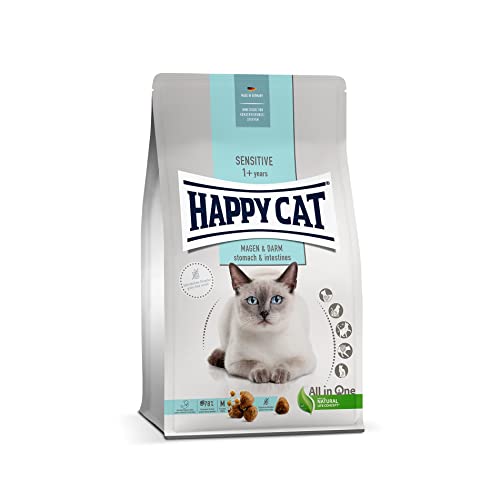 Happy Cat 70597 - Sensitive Magen & Darm - Katzen-Trockenfutter mit Ente für Sensible Katzen und Kater - 4 kg Inhalt