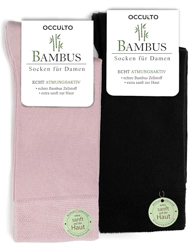 Occulto Damen Bambus Socken 10er Pack (Modell: Paulina) Pink Schwarz 35-38