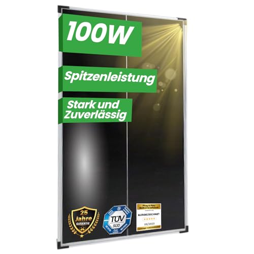 100W Monokristallines Solarmodul für Camper, Wohnwagen & Wohnmobile Photovoltaik Solarfarm Silber