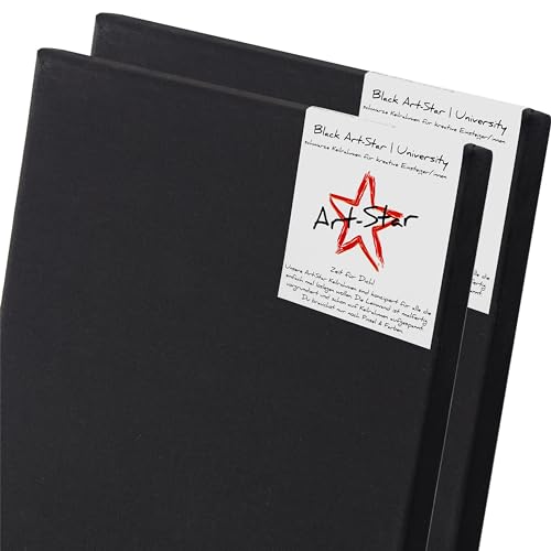 Art-Star 2X University Black KEILRAHMEN 80x100 cm | Schwarze Leinwände auf Keilrahmen 80x100 cm | Leinwandtuch vorgrundiert, malfertige bespannte rechteckige Keilrahmen mit Leinwand zum malen