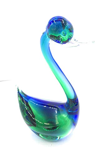 Vinciprova Le Edelsteine von Venedig Schwan aus gefärbtem Glas blau grün Collection Oball Murano Glass Made in Italy