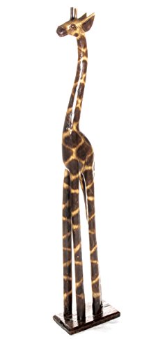 80cm Holz Giraffe Holzgiraffe Deko Afrikanischer Stil Handarbeit Fair Trade Helle Töne + Glücksbringer Armband