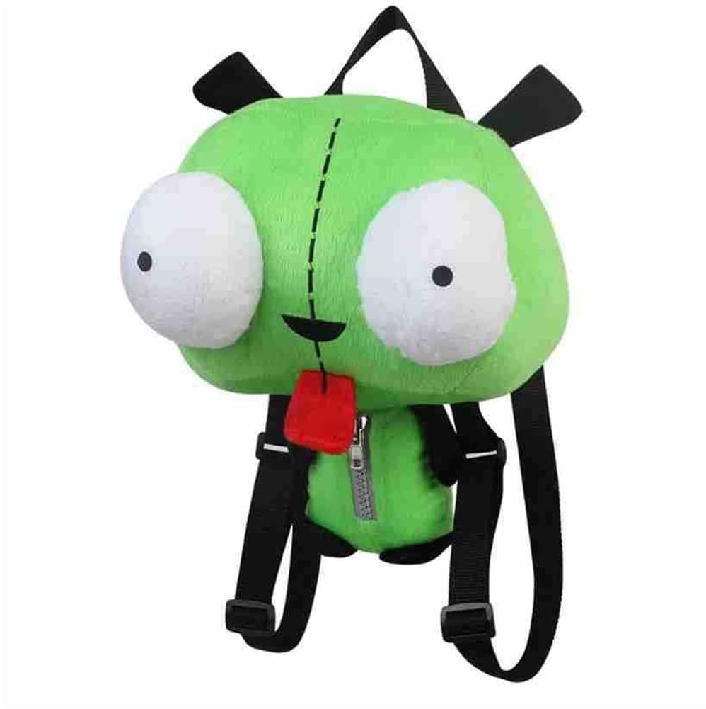 LYYJIAJU Plüschtier Flauschiges Plüschspielzeug New Alien Invader Zim 3D Augen Roboter Gir Nette Gefüllte Plüsch Rucksack Grüne Tasche 14 Zoll Kuscheltierliebhaber