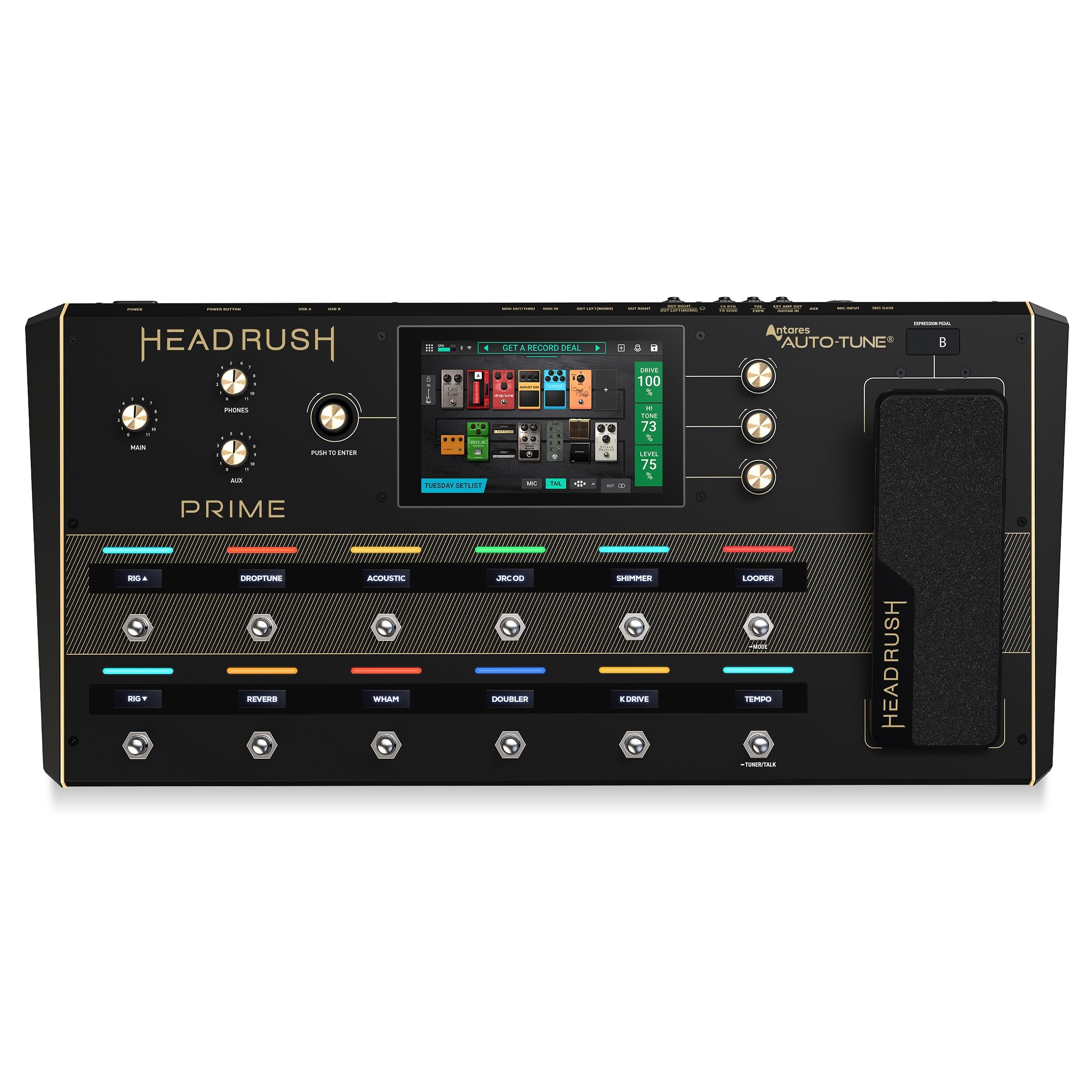 HeadRush Prime - Gitarren & Vocal Multi-Effekt-Pedal, Modelling-Prozessor mit Amp Cloner, Antares Auto-Tune, WLAN, Touchscreen, Looper & Bluetooth