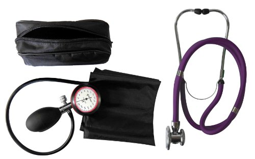 Blutdruckmessgerät Oberarm 1-Schlauch + Stethoskop Rappaport/Doppelkopf Stethoskop violett 1 Stück (= 1 Set - 2 Artikel) Klinikqualität