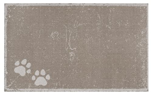 Hanse Home Pets Napfunterlage – Fressnapfunterlage für Hund Hundedecke Wasserdicht Pflegeleicht rutschfest Pfoten-Design für Indoor und Outdoor Unterlage für Hundenapf – Beige Creme, 50x80 cm