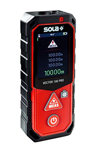 SOLA Vector 100 Pro Laser Entfernungsmesser I Entfernungsmesser 100m mit Bluetooth und Kamera I perfekt für Indirekte Messungen I Laser Messgerät mit Neigungssensoren und Touch-Screen