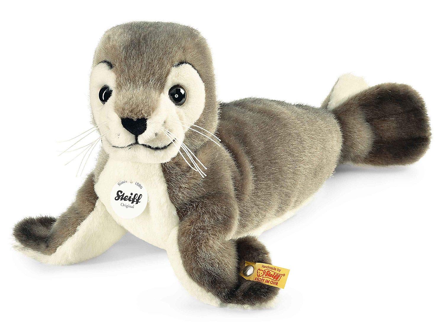 Steiff Robby Seehund - 30 cm - Kuscheltier für Kinder - kuschelig & waschbar - grau/weiß (063114)