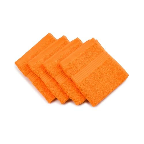 Gözze - New York Seiftuch, 4er Set, Weich und saugfähig, 100% Baumwolle, 30 x 30 cm - Orange