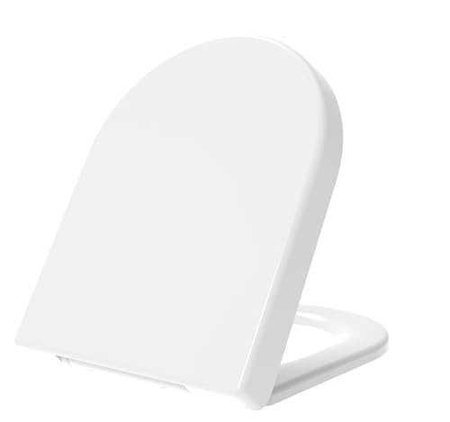 Grünblatt Premium Duroplast WC Sitz mit Absenkautomatik, abnehmbar zur Reinigung (D-Form weiß)