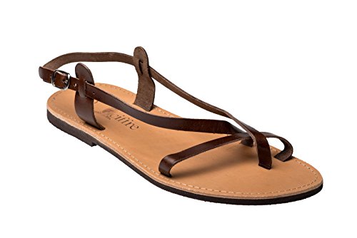 Herren Echt Leder Riemchen Sandale Sandalette Griechenland Kreta Braun 43