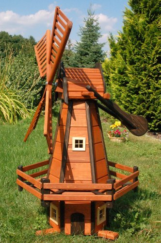 Deko-Shop-Hannusch Windmühle Windmühlen Holzwindmühle holländischer Art 1,20 m imprägniert kugelgelagert