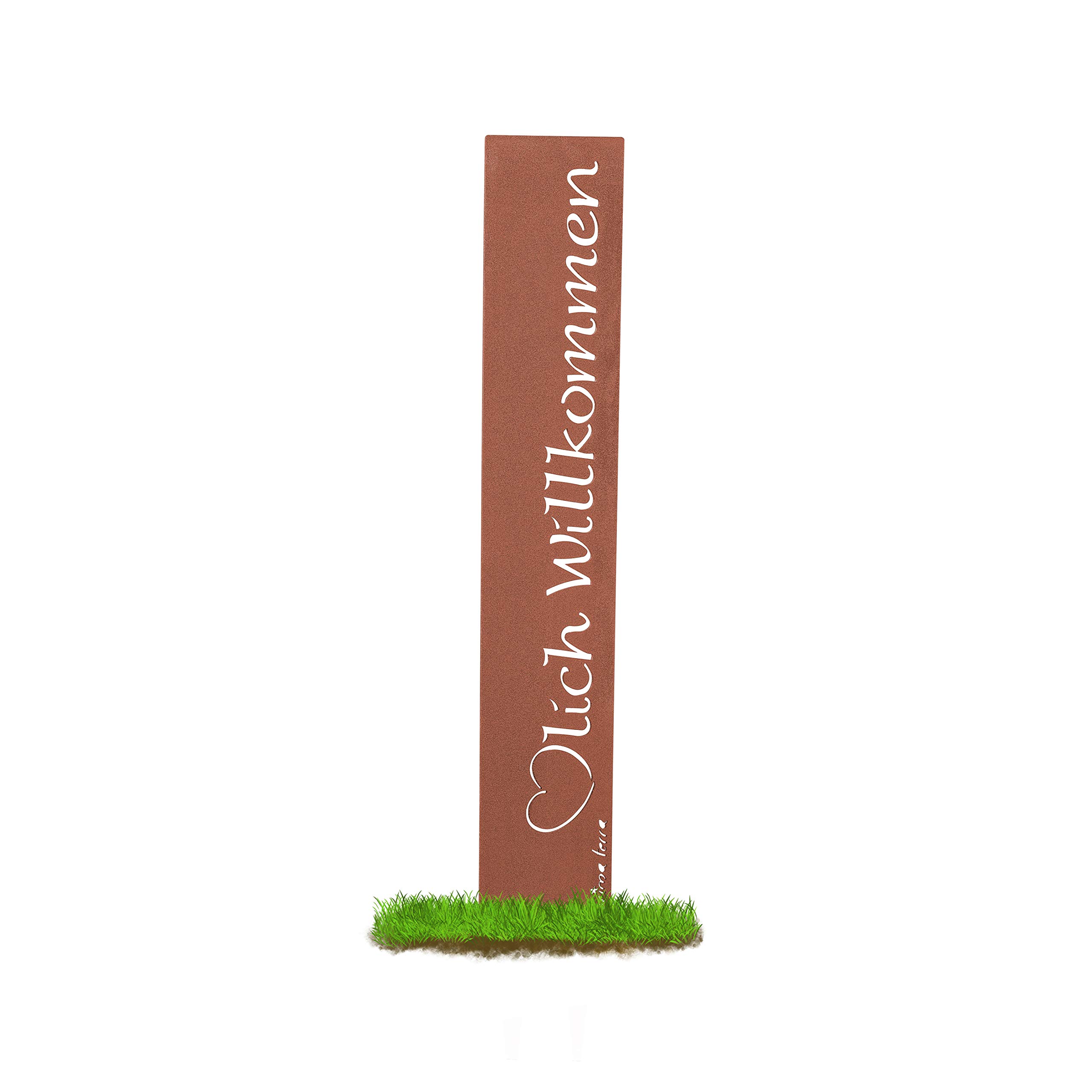 prima terra Herzlich Willkommen Gartenstele Edelrost Stele Dekoration Gartendekoration Deko Garten H=120cm B=20cm