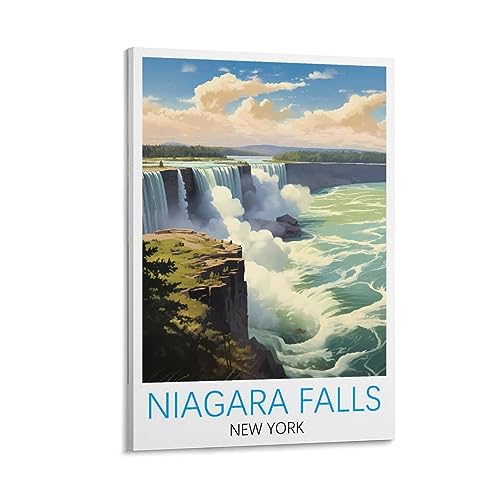 New York Niagara Falls Vintage-Reiseposter, 30 x 45 cm, Leinwanddruck für Wohnzimmer, Schlafzimmer, Wohnheim, Zuhause, Büro, Wanddekoration