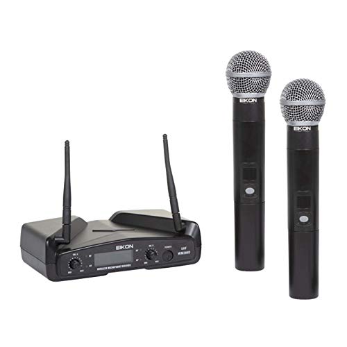 Proel EIKON WM300DM UHF Wireless Profi Funkmikrofon mit 1 Empfänger + 2 Handsender, schwarz