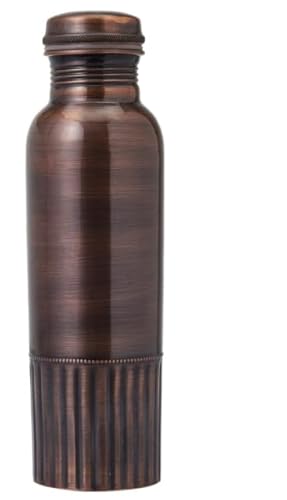 Antike Impex Flasche aus reinem Kupfer, hochwertiges Antik-Finish, 950 ml Fassungsvermögen für Ayurveda gesundheitliche Vorteile, halbes Futtermuster