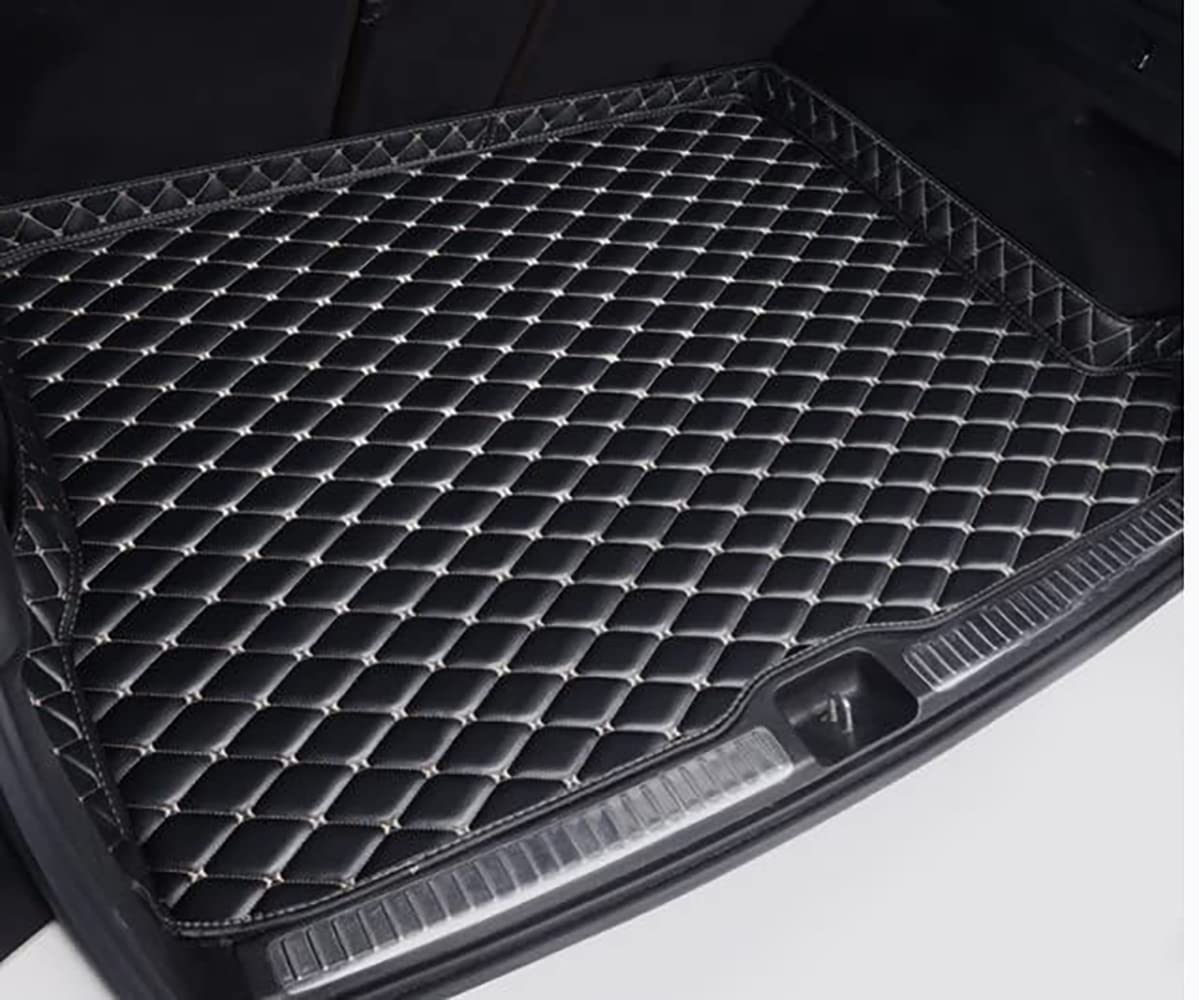 Kofferraummatten für BMW 5er G30 2018-2023, rutschfest Kratzfestem Leder Kofferraummatten Kofferraumschutz Autozubehör,- Black beige