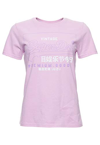 Superdry Damen PG Label Outline Entry Tee T-Shirt, Violett (Orchid Bouquet 5SX), M (Herstellergröße:12)