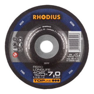 RHODIUS TOPline RS50 LONGLIFE Schruppscheibe 125 x 7,0 x 22,23 mm Stahl