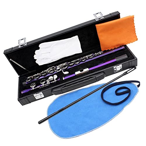 PECY Flöte 16-Loch-Flötensatz C-Key-Holzblasinstrument Mit Handschuhen, Gepolstertem Koffer Querflöten (Color : Purple)