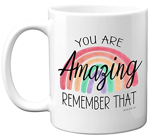 Tasse mit der Aufschrift „You are Amazing Remember That“ – Dankes-Tasse, tolles Geschenk, Mutter vom Sohn, Tochter, Dankeschön-Geschenke für Frauen und Männer, Regenbogen-Tassen, 325 ml Keramik