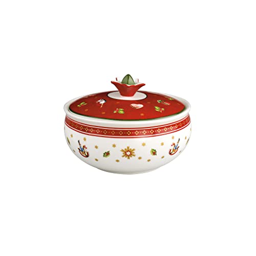 Villeroy & Boch Toy's Delight Zuckerdose, Premium Porzellan, Weiß/Rot