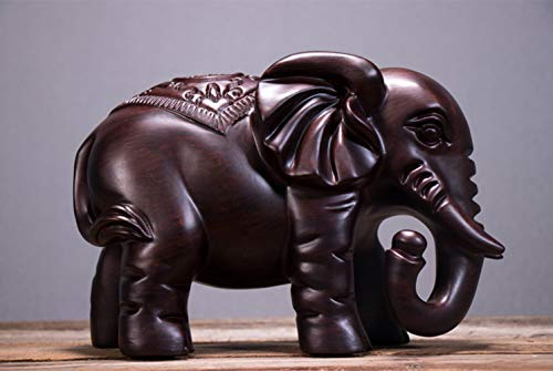Aibote Natürliches schwarzes Ebenholz Elefant Statue Feng Shui Reichtum Glück Holz Figur Skulptur Home Office Schreibtisch Dekoration Geschenk 7.1"(L) x 3.2"(W) x 4.8"(H) schwarz