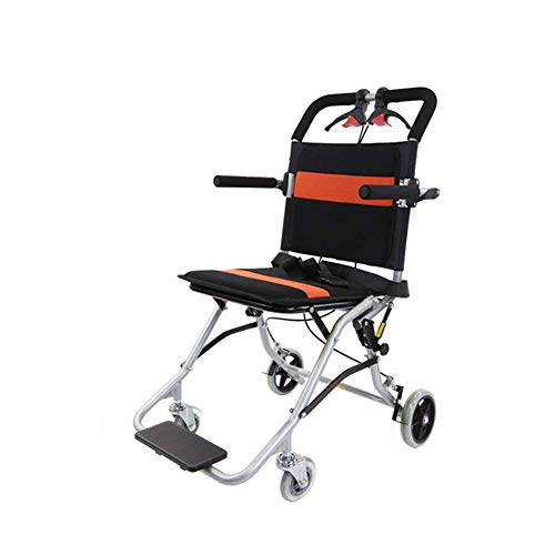 ZXGQF Leicht Rollstuhl Faltbar Aluminium, Reiserollstuhl Transportrollstuhl ergonomischer Sitz und Rückenlehne- Fußstütze und Armlehnen, für Ältere und Behinderte Wiegt Nur 6.9kg (C)