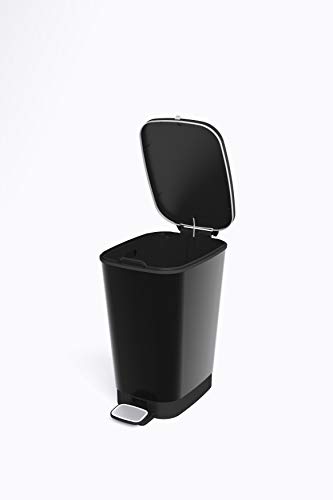 KISS Abfallbehälter Chic 25 Liter, Plastik, Schwarz/Grau, 26.5x40.5x45 cm