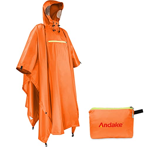 Andake Regenponcho, Herren Damen Unisex Regenjacke, Wasserdicht Winddicht knitterfrei wiederverwendbar Regenmantel