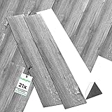 ENDORPHIN® PVC Bodenbelag Selbstklebend in Holzoptik | Vinylboden Selbstklebend in Dunkelgrau | Klebefliesen | 91,44 x 15,24 x 0,2cm | Circa 2,93qm und 21 selbstklebende Fliesen