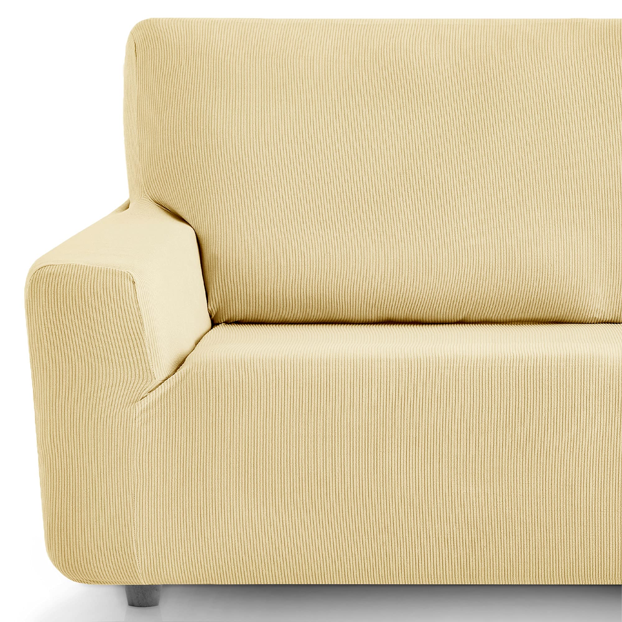Eiffel Textile Sofabezug, elastisch, anpassbar, rustikal, 2 Sessel, 50% Polyester, Beige, 1 + 1 Sitzer
