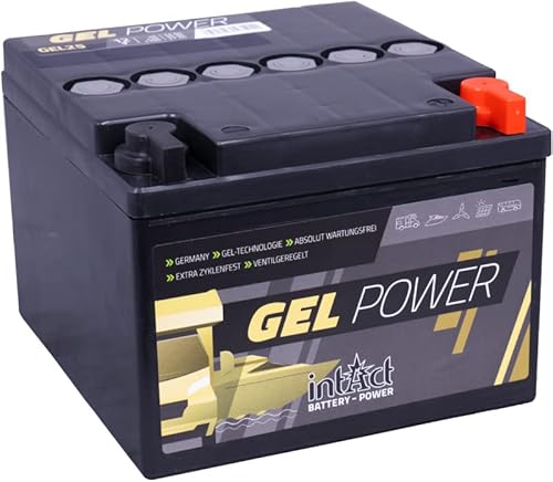 intAct GEL-25 Gel Versorgungsbatterie, 12V 25Ah, ideal zum Einsatz beim Camping, in kleinen Solar-Anlagen oder auf Booten, absolut wartungsfrei und auslaufsicher