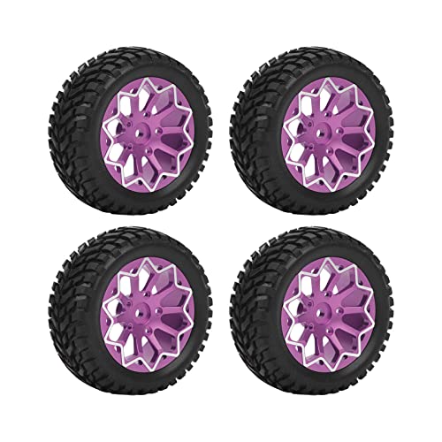 1/10 RC Autoräder, Gummi Aluminiumlegierung 1/10 RC Autoräder und Reifen für 1/10 ferngesteuertes Auto(Violett)