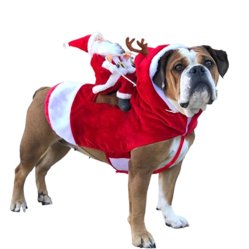 BeNtLi Weihnachtsmann-Schneemann-Hundekostüm, Weihnachts-Haustier-Streich-Kleidung, Kapuzenpullover, Winter, Party-Mantel, Hunde-Haustier-Kostüm, roter Kleiner Hund, Schwerer Hund, großer Hund (XL)