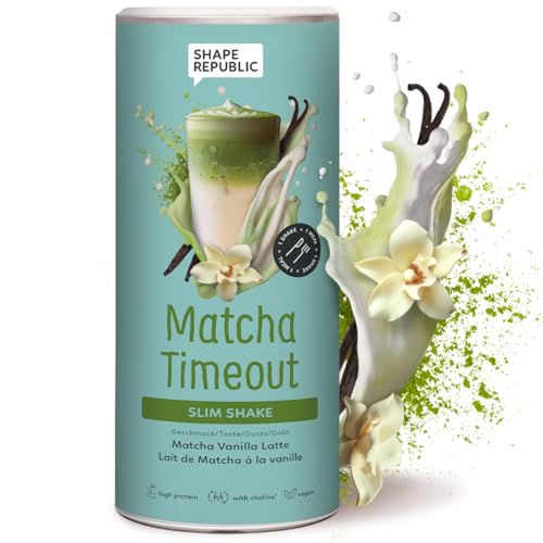 SHAPE REPUBLIC Matcha Vanille Latte - Mahlzeitersatz Shake - Proteinreich - Enthält 24 Vitamine & Mineralstoffe - Diät Shakes zum Abnehmen