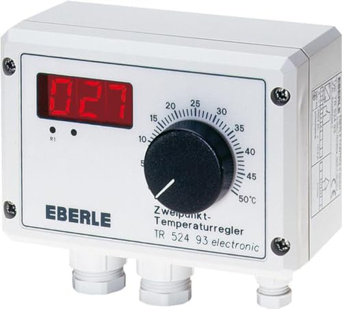 Eberle Controls 052493140000 Temperaturregler TR 524 93 (ohne Fühler, mit digitaler Anzeige, für Wandmontage, Zweipunkt-Temperaturregler)
