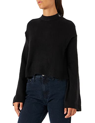 Calvin Klein Pullover Fluffy Wide Open Sleeves Sweater Schwarz