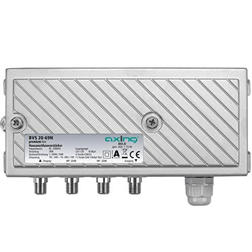 Axing BVS 20-69N Hausanschluss-Verstärker CATV Kabelfernsehen digital Internet aktiver Rückkanal 5-65 MHz (38 dB, 107 dBµV 5-1006 MHz)