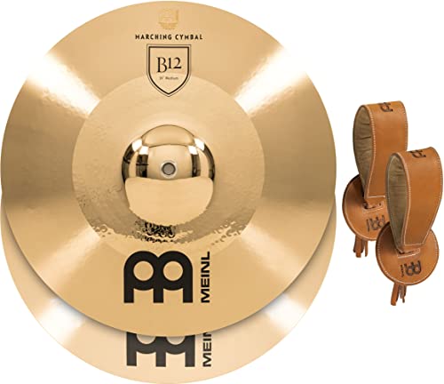 Meinl Cymbals MA-B12-16M Marschbecken Paar Medium B12 Bronze 40,6 cm (16 Zoll) inkl. BR5 Marschbeckenriemen