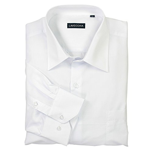Klassisches Herren Lang Arm Hemd in Uni-Weiß in den Größen 3XL - 7XL (3XL)