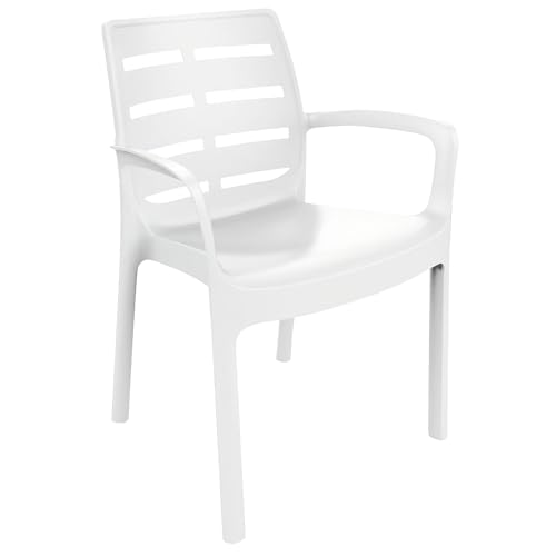 Stapelbarer Monobloc-Sessel, Made in Italy, 61 x 56 x 82 cm, weiße Farbe