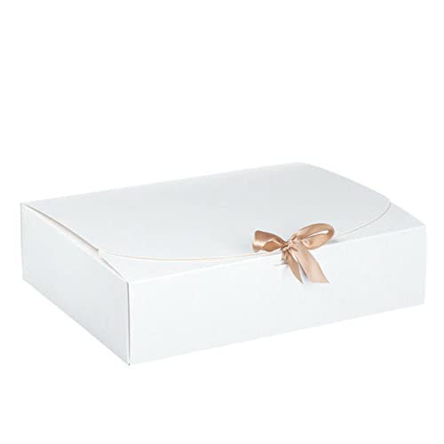 Weihnachtsgeschenkbox 10 stücke quadrat kraft papier box karton verpackung valentinstag hochzeit ostern party geschenk box mit bänder süßigkeiten lagerung Weihnachtsgeschenkbox groß (Color : White-10