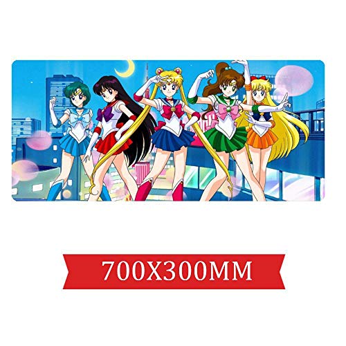 IGIRC Mauspad Cartoon Sailor Moon 700X300mm Mauspad, Extended XXL Large Professional Gaming Mauspad mit 3mm starker Basis, für Notebooks, PC, U.