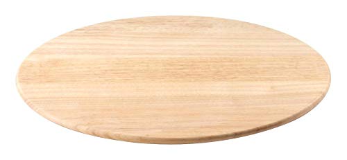 Continenta Drehplatte aus Gummibaumholz, Servierplatte, Drehbrett, Drehteller, Käseplatte, Größe: Ø 35 x 3,5 cm